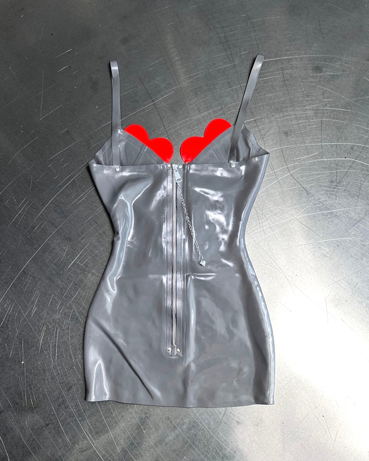 LOVE CRAFT LATEX MINI DRESS METAL GREY