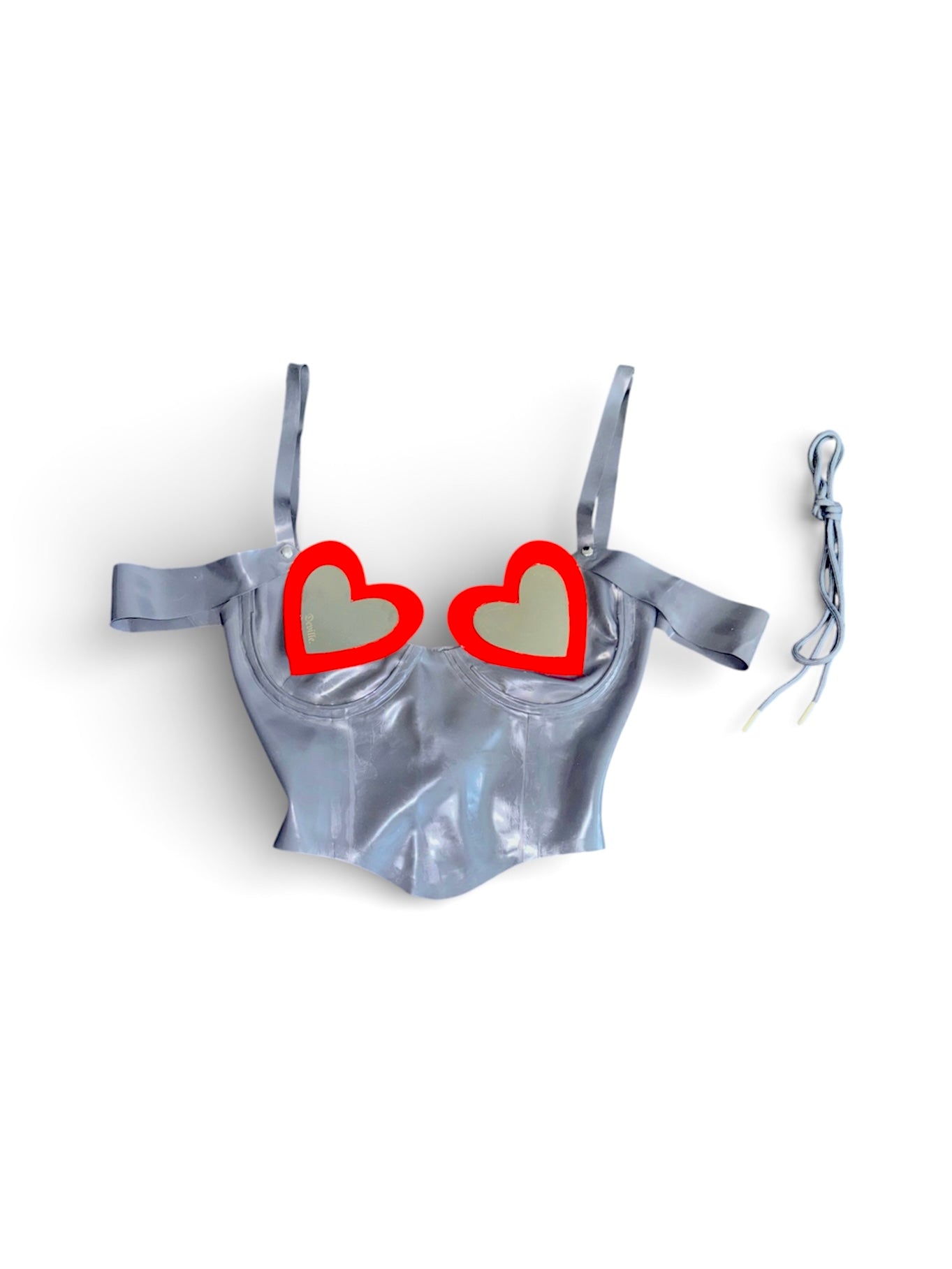 LOVE CRAFT LATEX TOP & MINI SHORT SET - METAL GREY