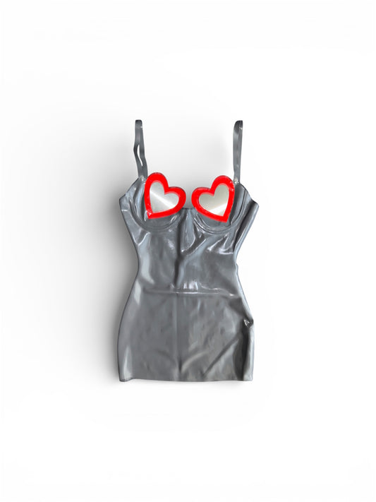 LOVE CRAFT LATEX MINI DRESS METAL GREY