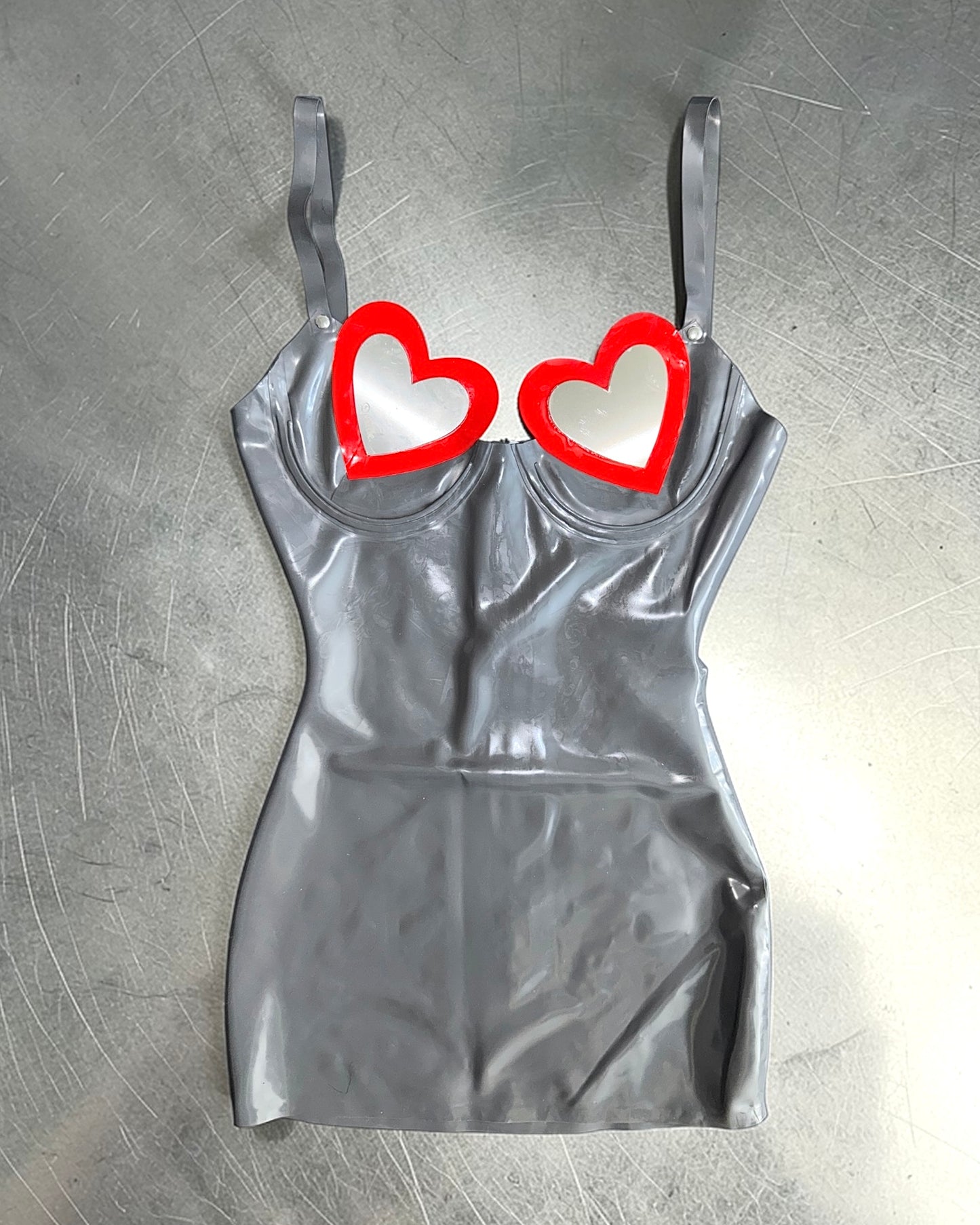 LOVE CRAFT LATEX MINI DRESS METAL GREY