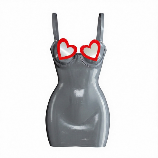 LOVE CRAFT LATEX MINI DRESS METAL GREY