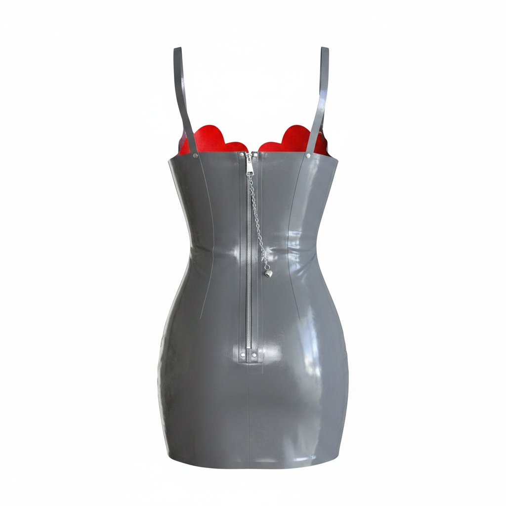 LOVE CRAFT LATEX MINI DRESS METAL GREY XS